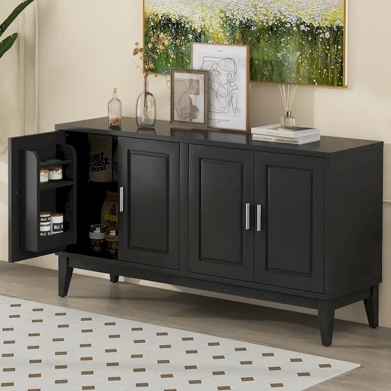 4-Door Sideboard Storage Cabinet with Door Shelf for Living Room, Two Large Cabinets with Adjustable Shelf