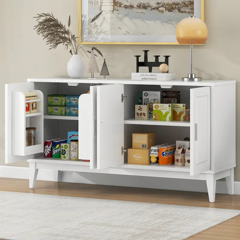 4-Door Sideboard Storage Cabinet with Door Shelf for Living Room, Two Large Cabinets with Adjustable Shelf