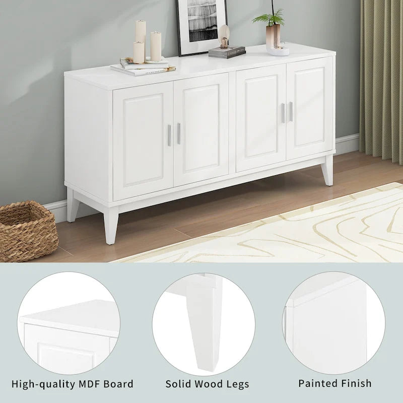 4-Door Sideboard Storage Cabinet with Door Shelf for Living Room, Two Large Cabinets with Adjustable Shelf