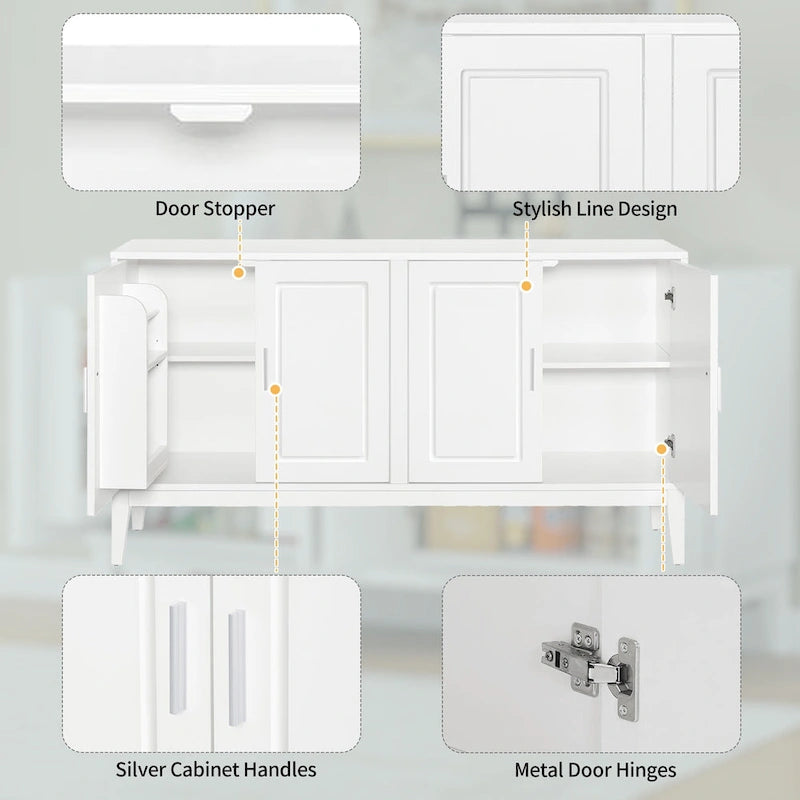 4-Door Sideboard Storage Cabinet with Door Shelf for Living Room, Two Large Cabinets with Adjustable Shelf
