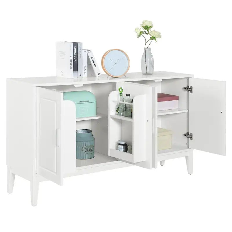 4-Door Sideboard Storage Cabinet with Door Shelf for Living Room, Two Large Cabinets with Adjustable Shelf