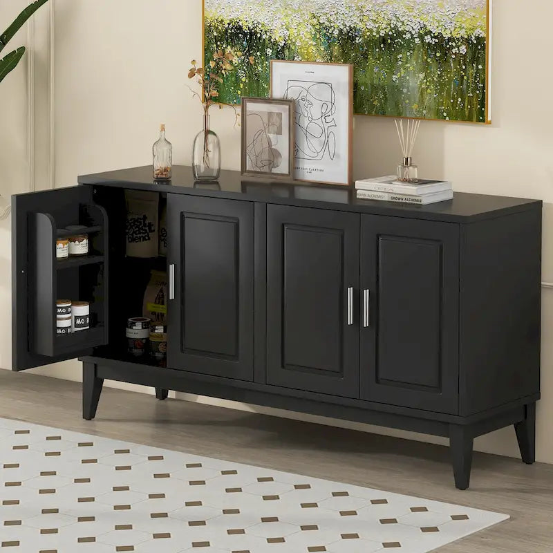 4-Door Sideboard Storage Cabinet with Door Shelf for Living Room, Two Large Cabinets with Adjustable Shelf