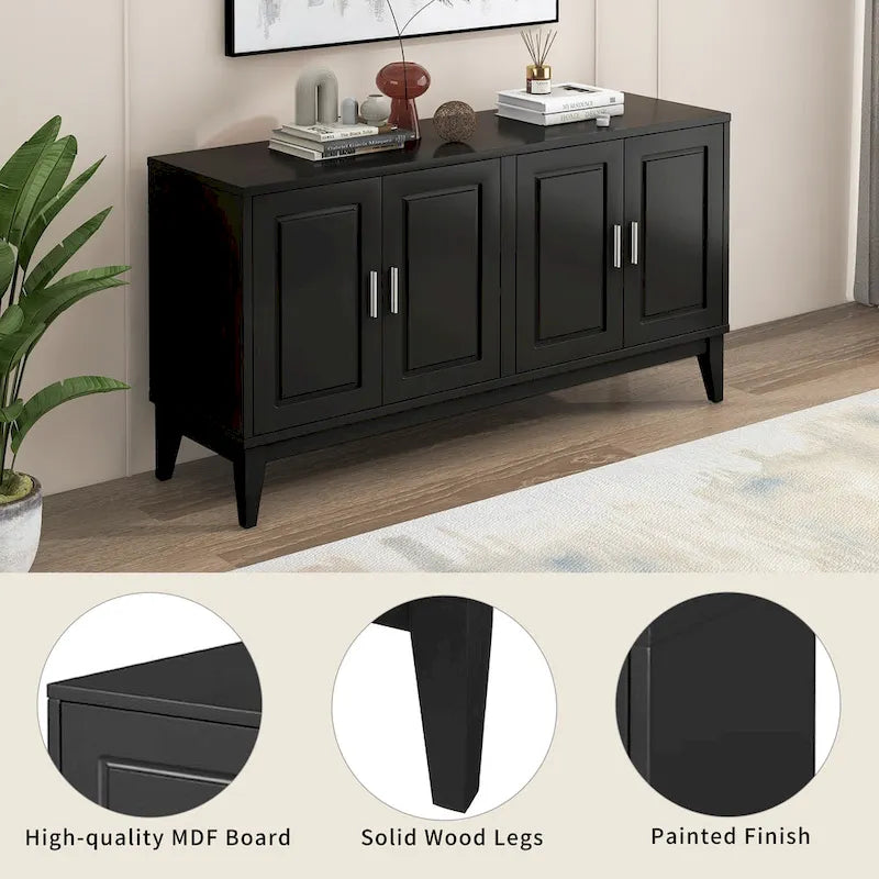 4-Door Sideboard Storage Cabinet with Door Shelf for Living Room, Two Large Cabinets with Adjustable Shelf