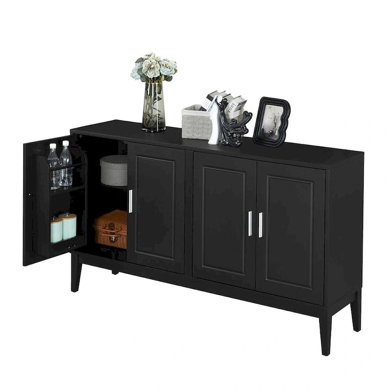 4-Door Sideboard Storage Cabinet with Door Shelf for Living Room, Two Large Cabinets with Adjustable Shelf