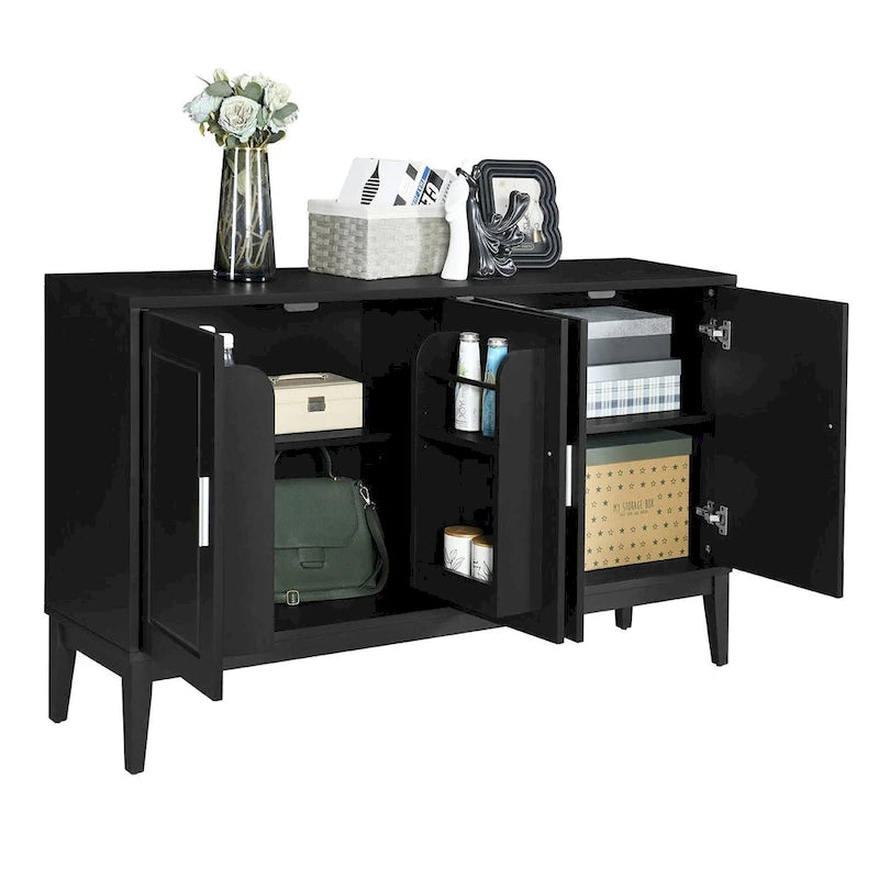 4-Door Sideboard Storage Cabinet with Door Shelf for Living Room, Two Large Cabinets with Adjustable Shelf