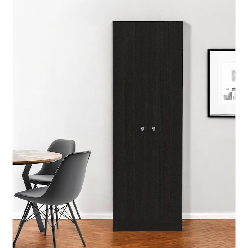 71-Inch Black Wood Pantry Storage Closet - 23.6W x 70.8H x 11.8D