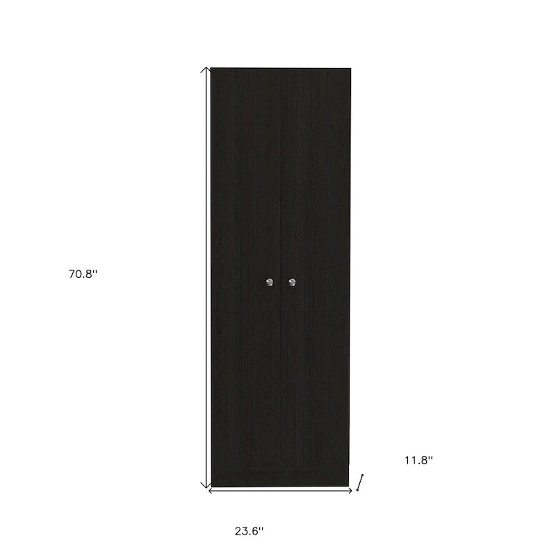 71-Inch Black Wood Pantry Storage Closet - 23.6W x 70.8H x 11.8D