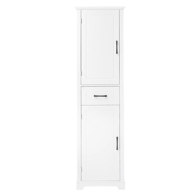 Tall Freestanding Bathroom Storage Cabinet with Two Doors and Adjustable Shelves
