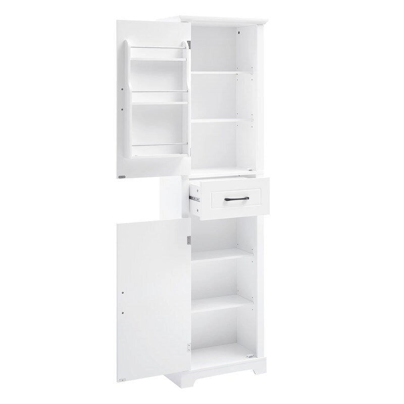 Tall Freestanding Bathroom Storage Cabinet with Two Doors and Adjustable Shelves
