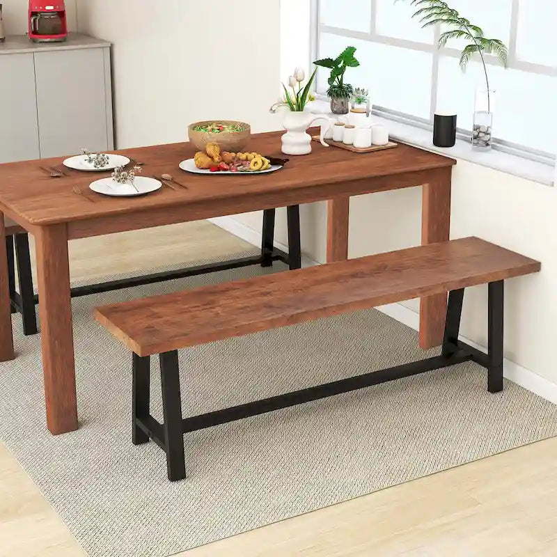 60-Inch Dining Bench for 3 People, Entryway Shoe Bench