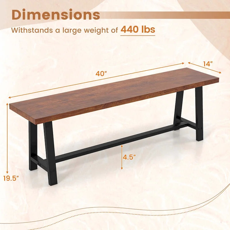60-Inch Dining Bench for 3 People, Entryway Shoe Bench