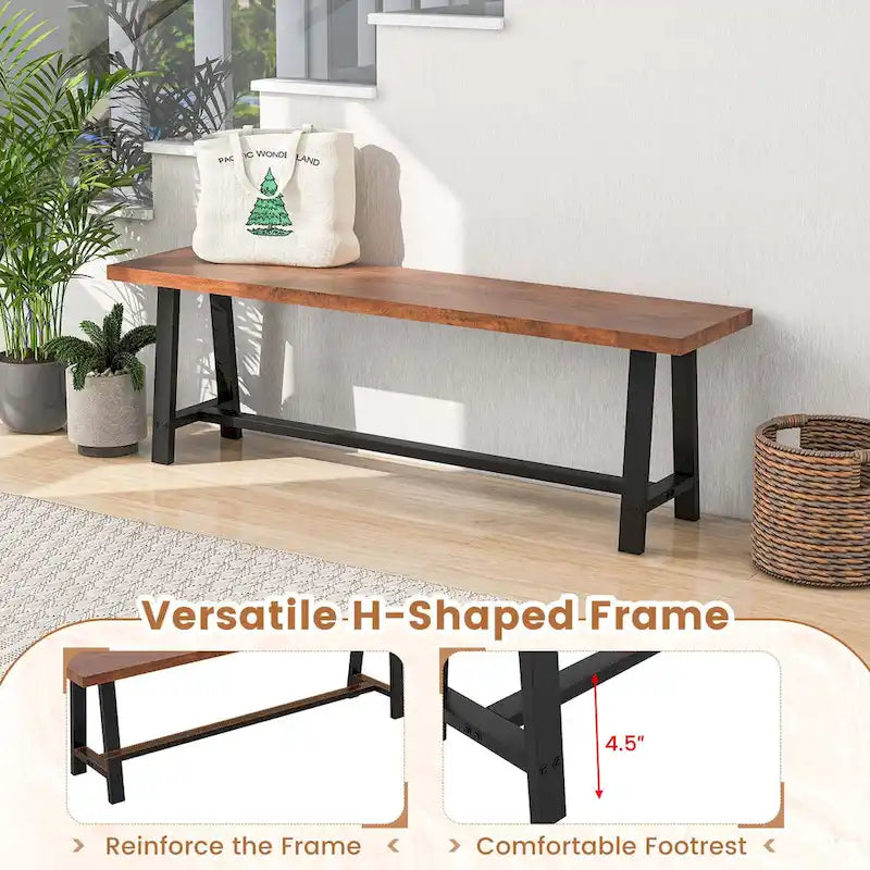 60-Inch Dining Bench for 3 People, Entryway Shoe Bench