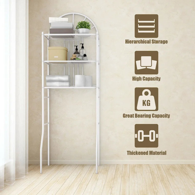 3-Shelf Over-the-Toilet Bathroom Space Saver with Towel Storage