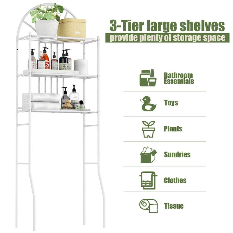 3-Shelf Over-the-Toilet Bathroom Space Saver with Towel Storage