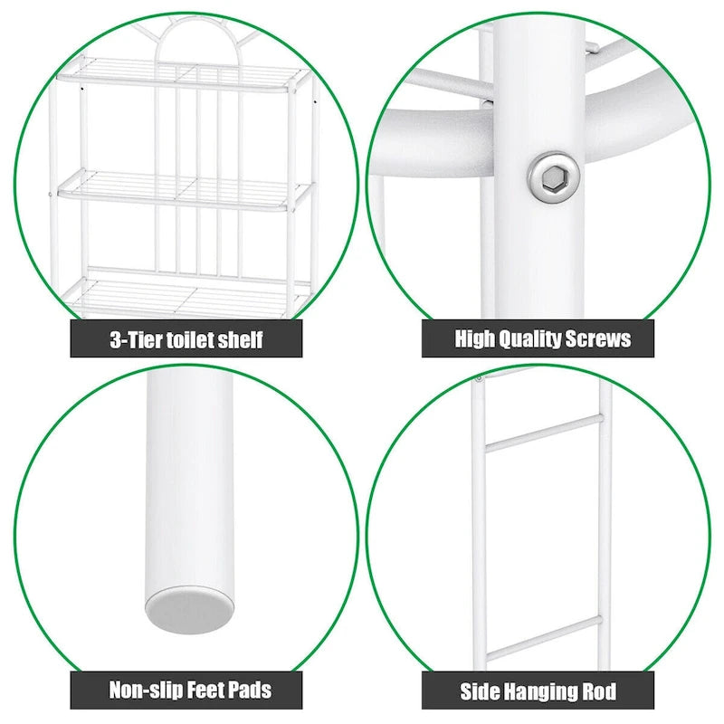 3-Shelf Over-the-Toilet Bathroom Space Saver with Towel Storage