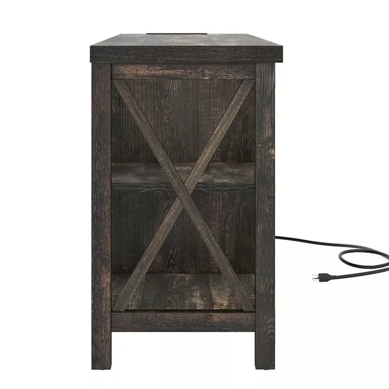 58-Inch TV Stand with Power Outlets - Dark Grey
