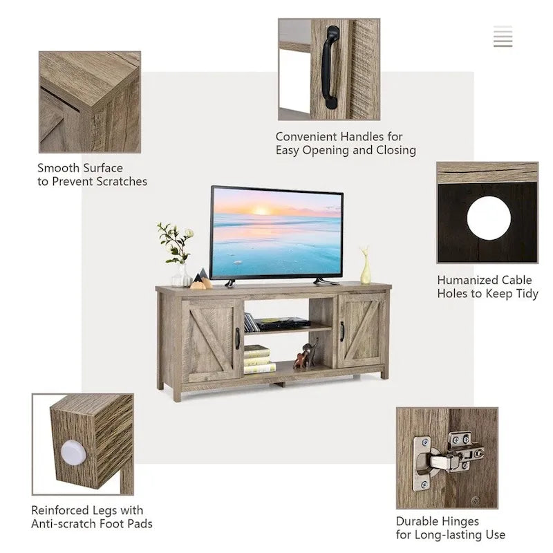 59-Inch TV Stand Media Center with Storage Cabinet - Natural