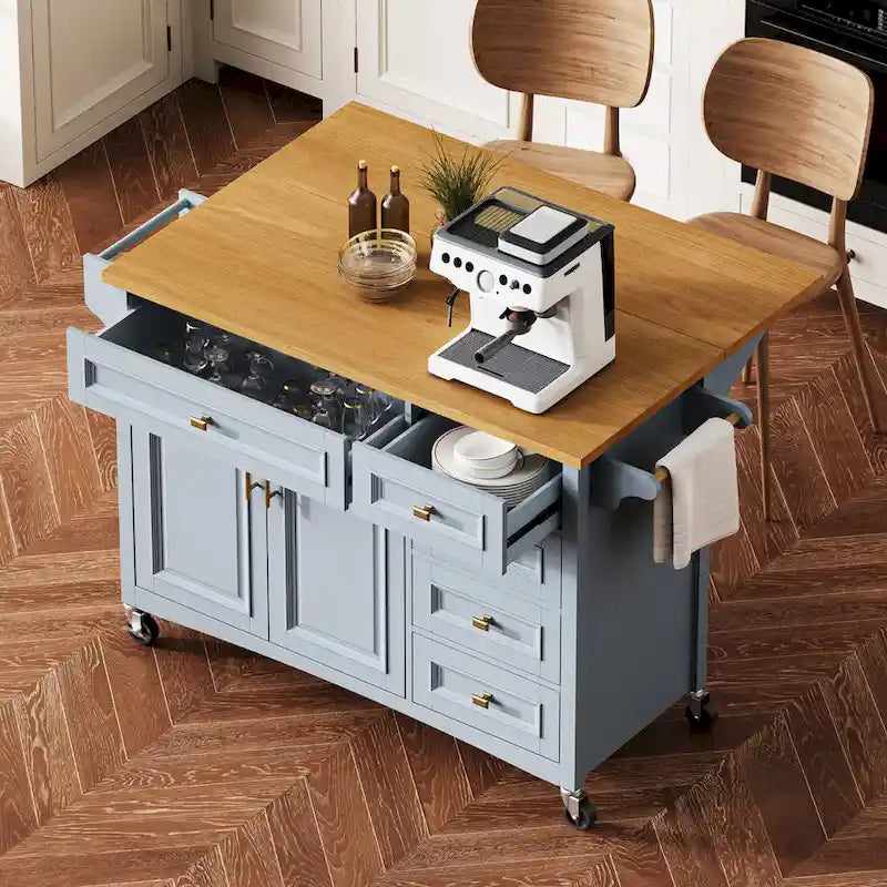 52 Kitchen Island With Drop Leaf(no include stool)