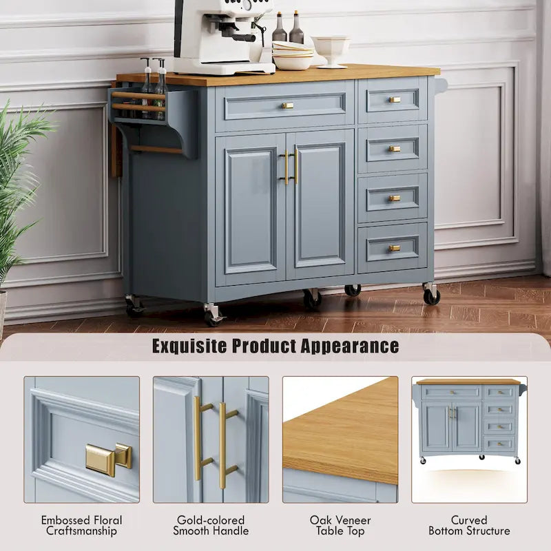 52 Kitchen Island With Drop Leaf(no include stool)
