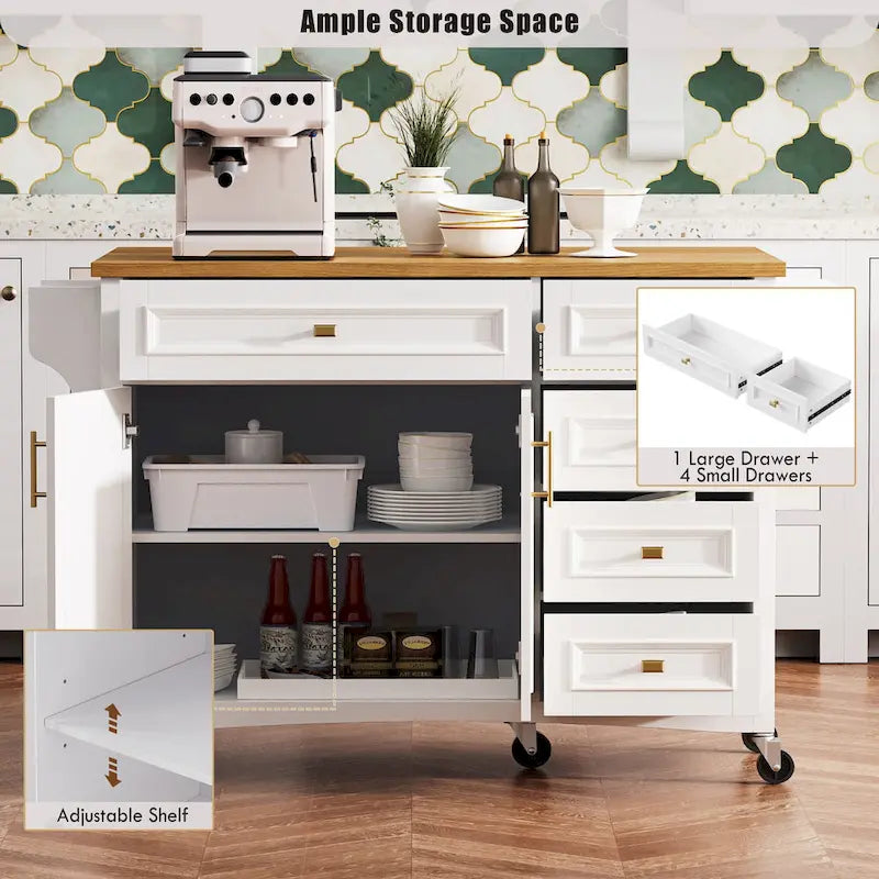52 Kitchen Island With Drop Leaf(no include stool)