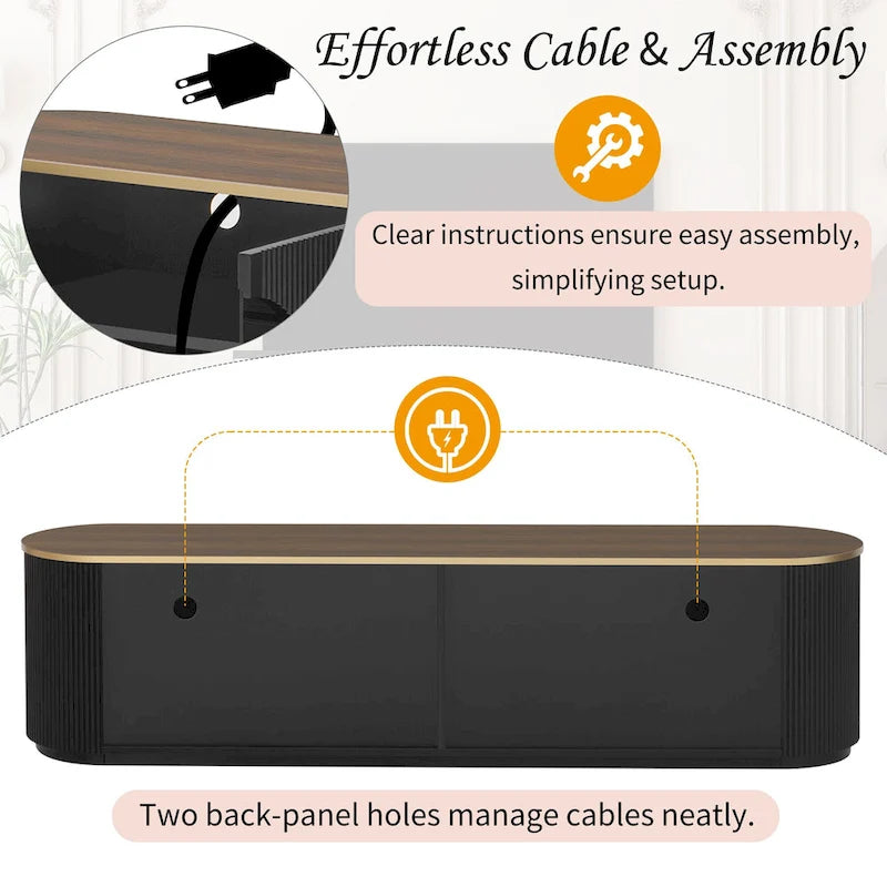70.8 Modern Minimalist TV Stand for TVs up to 80 Inches, Entertainment Center with 3 Drawers and 1 Shelf Metal Handles