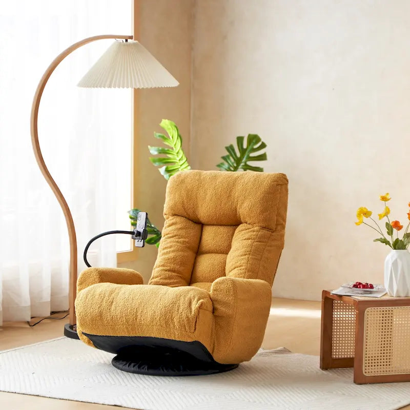 360 Swivel Manual Leisure Recliner with Phone Holder, Adjustable Headrest and Backrest