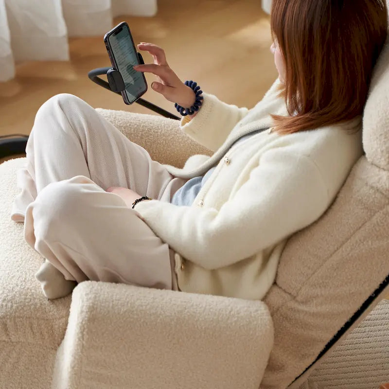 360 Swivel Manual Leisure Recliner with Phone Holder, Adjustable Headrest and Backrest