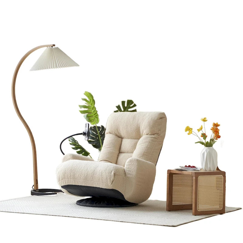 360 Swivel Manual Leisure Recliner with Phone Holder, Adjustable Headrest and Backrest