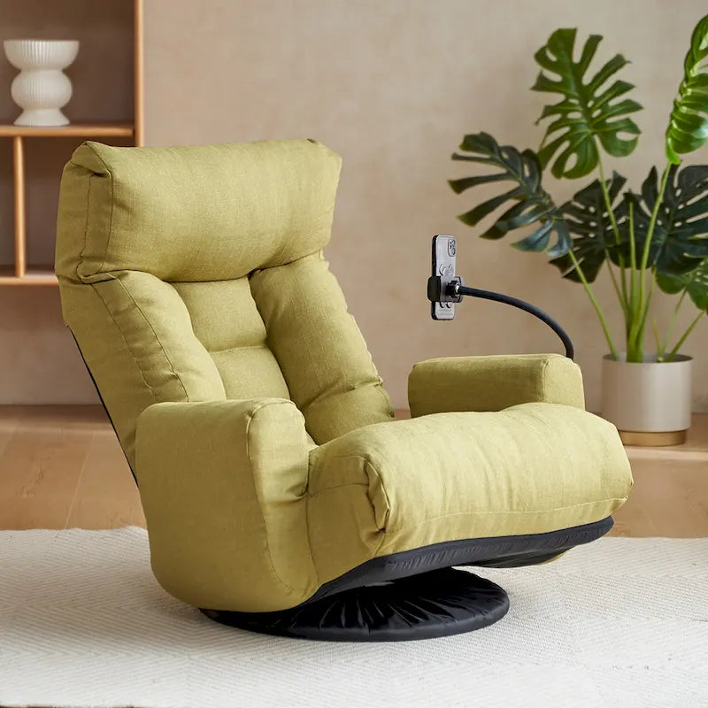 360 Swivel Manual Leisure Recliner with Phone Holder, Adjustable Headrest and Backrest