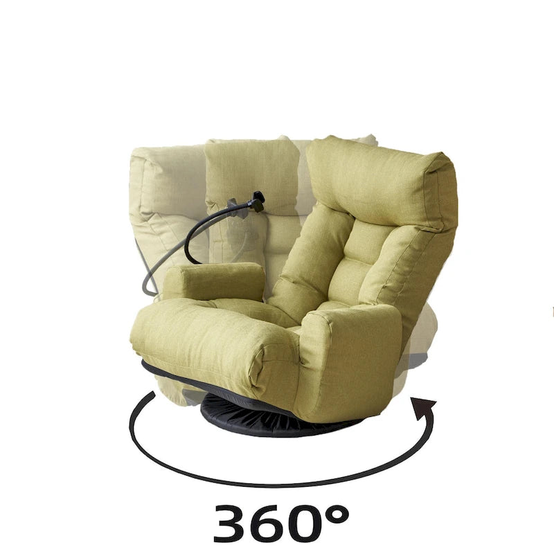 360 Swivel Manual Leisure Recliner with Phone Holder, Adjustable Headrest and Backrest