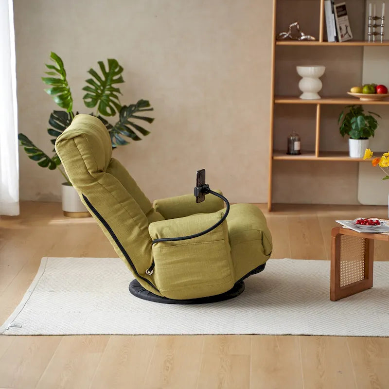 360 Swivel Manual Leisure Recliner with Phone Holder, Adjustable Headrest and Backrest