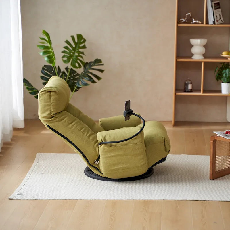 360 Swivel Manual Leisure Recliner with Phone Holder, Adjustable Headrest and Backrest