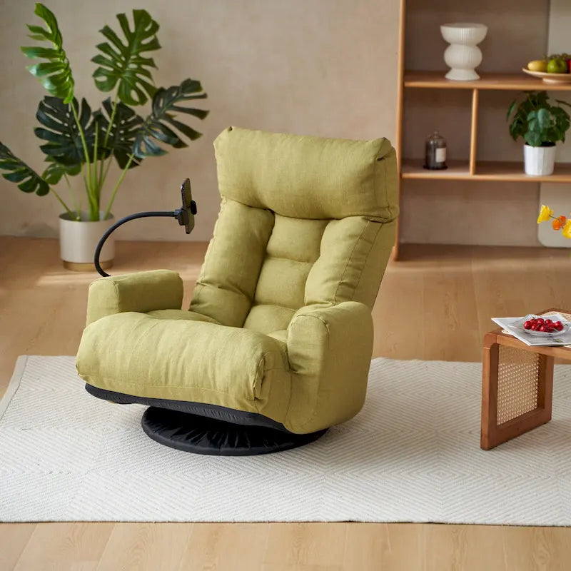 360 Swivel Manual Leisure Recliner with Phone Holder, Adjustable Headrest and Backrest