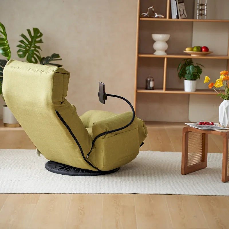 360 Swivel Manual Leisure Recliner with Phone Holder, Adjustable Headrest and Backrest