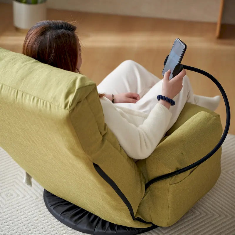 360 Swivel Manual Leisure Recliner with Phone Holder, Adjustable Headrest and Backrest