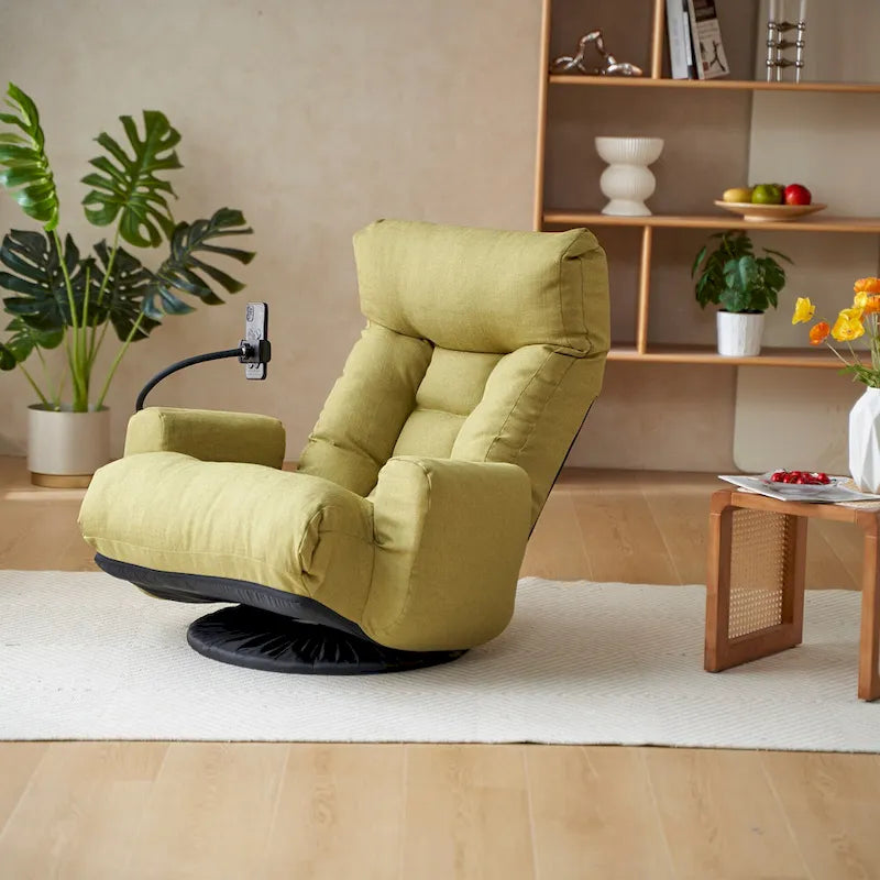 360 Swivel Manual Leisure Recliner with Phone Holder, Adjustable Headrest and Backrest