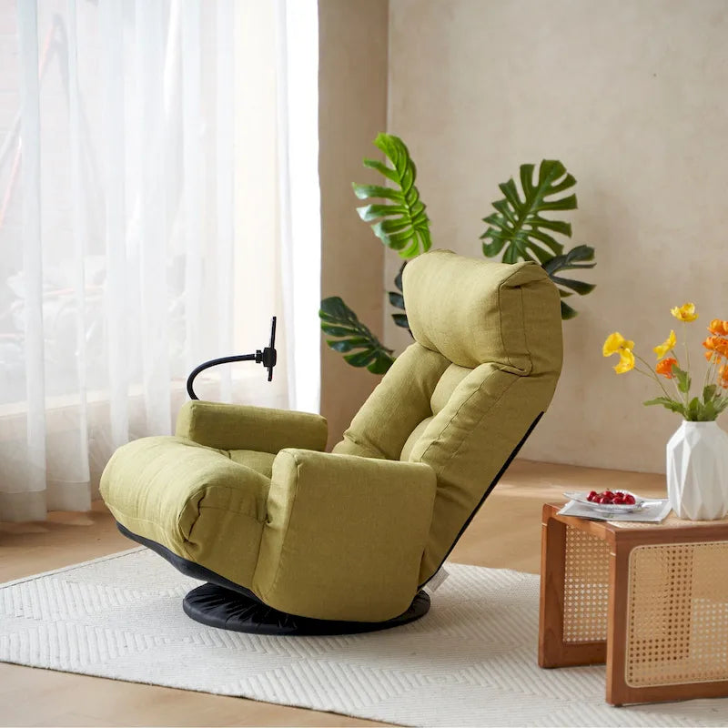 360 Swivel Manual Leisure Recliner with Phone Holder, Adjustable Headrest and Backrest