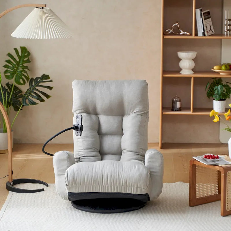 360 Swivel Manual Leisure Recliner with Phone Holder, Adjustable Headrest and Backrest
