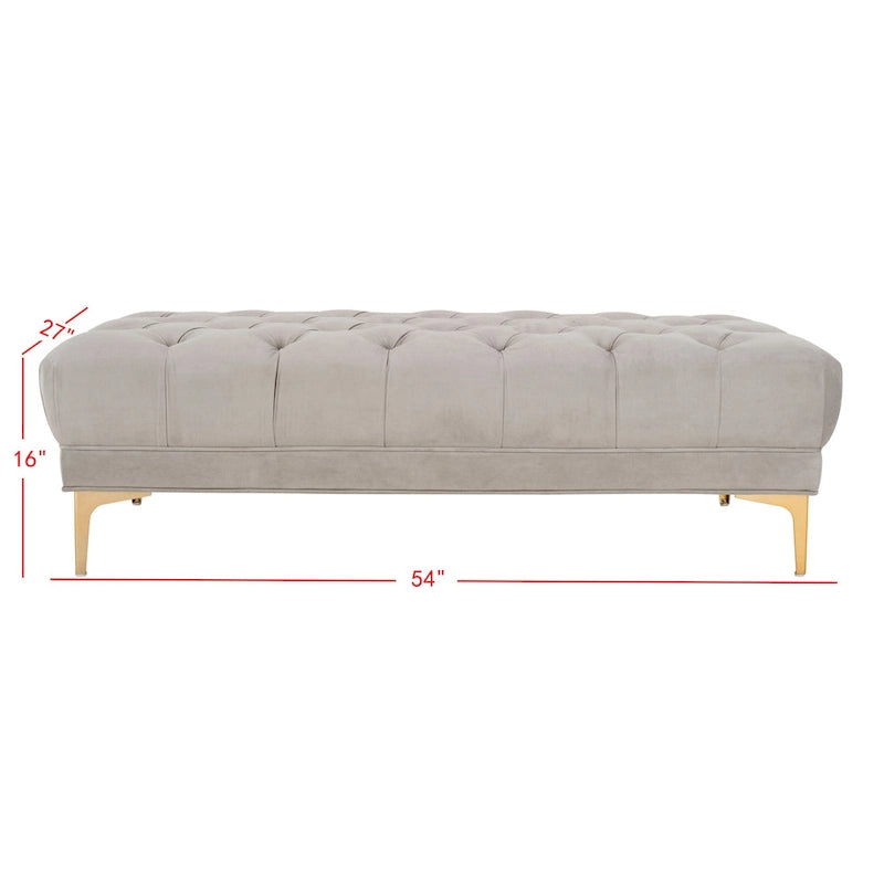Navy & Brass Tufted Rectangular Bench - 54W x 27D x 16H