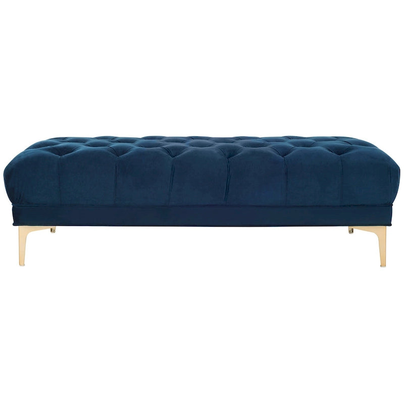 Navy & Brass Tufted Rectangular Bench - 54W x 27D x 16H