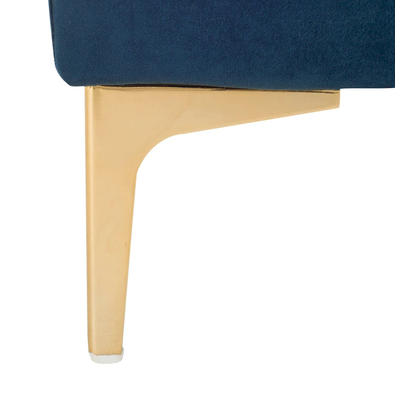 Navy & Brass Tufted Rectangular Bench - 54W x 27D x 16H