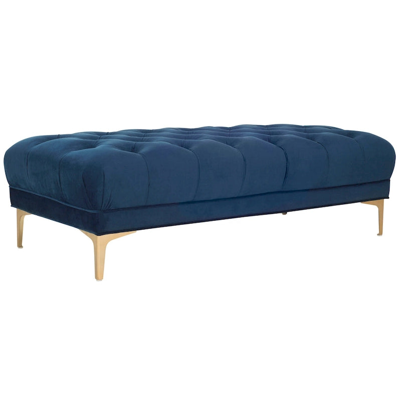 Navy & Brass Tufted Rectangular Bench - 54W x 27D x 16H