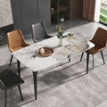 Modern Slate Dining Table with Sintered Stone Top and Metal Legs