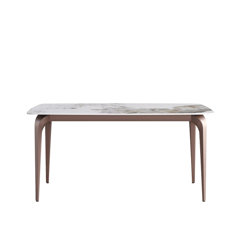 Modern Slate Dining Table with Sintered Stone Top and Metal Legs