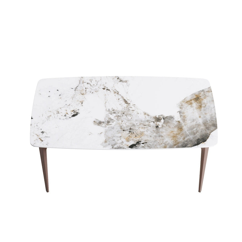 Modern Slate Dining Table with Sintered Stone Top and Metal Legs
