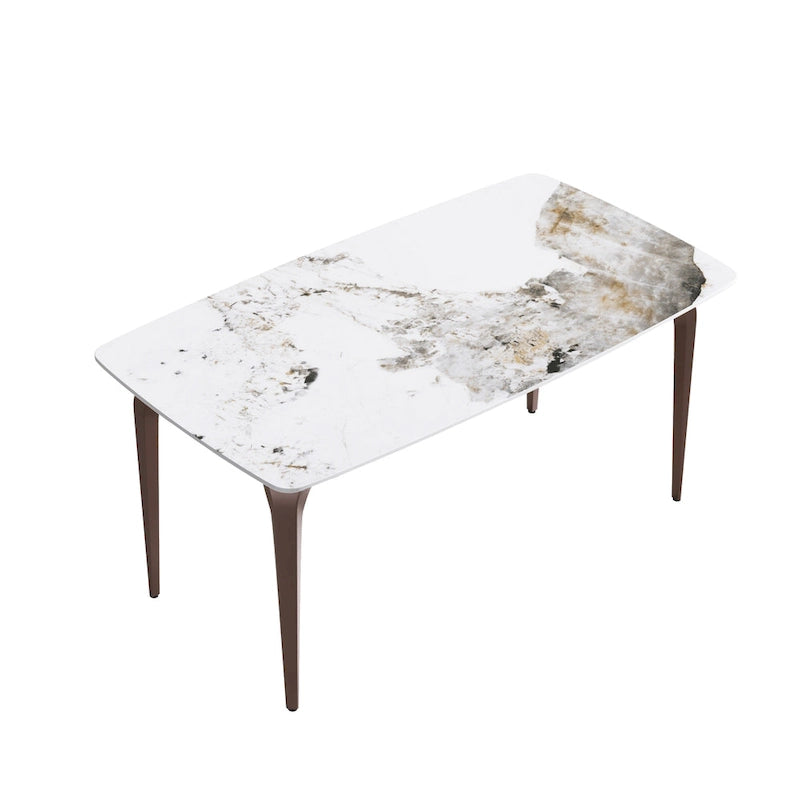 Modern Slate Dining Table with Sintered Stone Top and Metal Legs