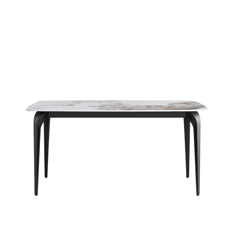 Modern Slate Dining Table with Sintered Stone Top and Metal Legs