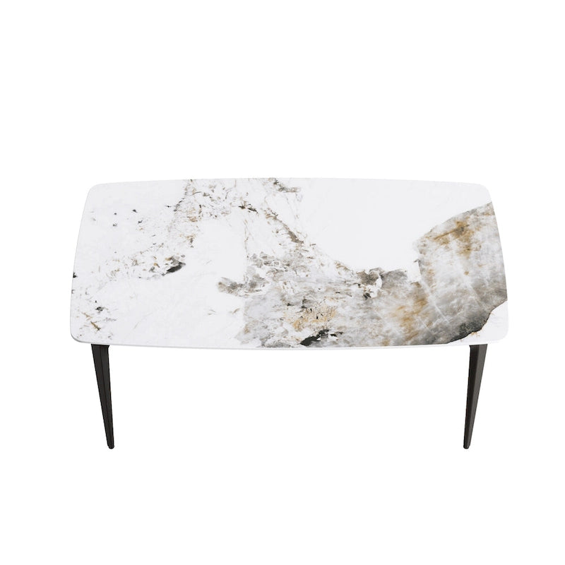 Modern Slate Dining Table with Sintered Stone Top and Metal Legs