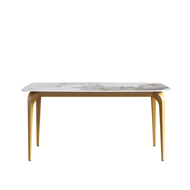 Modern Slate Dining Table with Sintered Stone Top and Metal Legs