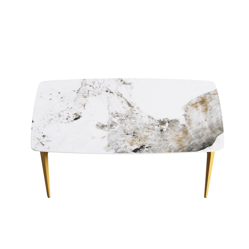 Modern Slate Dining Table with Sintered Stone Top and Metal Legs